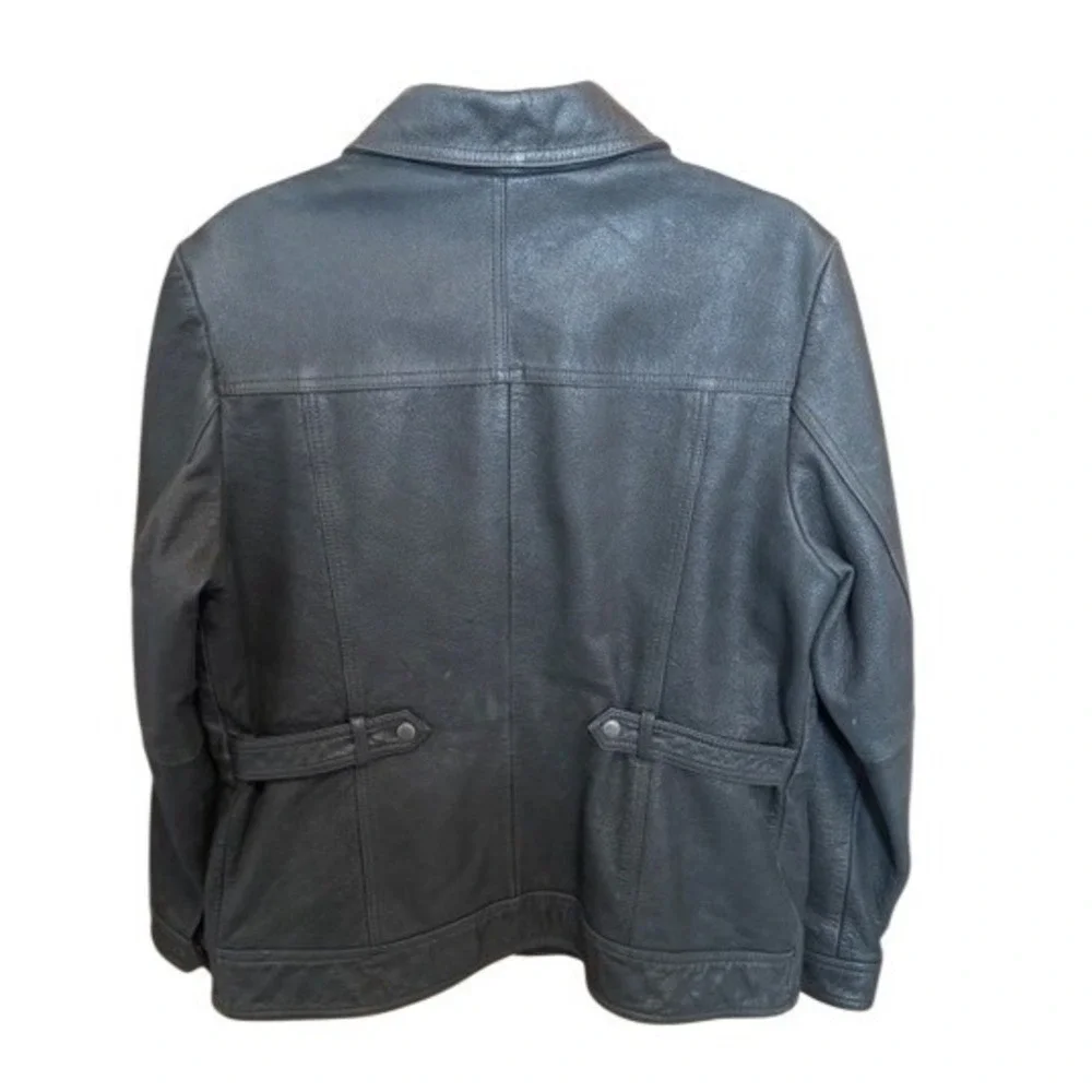 Eddie Bauer Womens‎ Black Leather Investment Jacket Medium